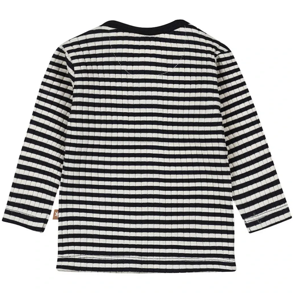 Shirt granddad rib streepje  (navy)