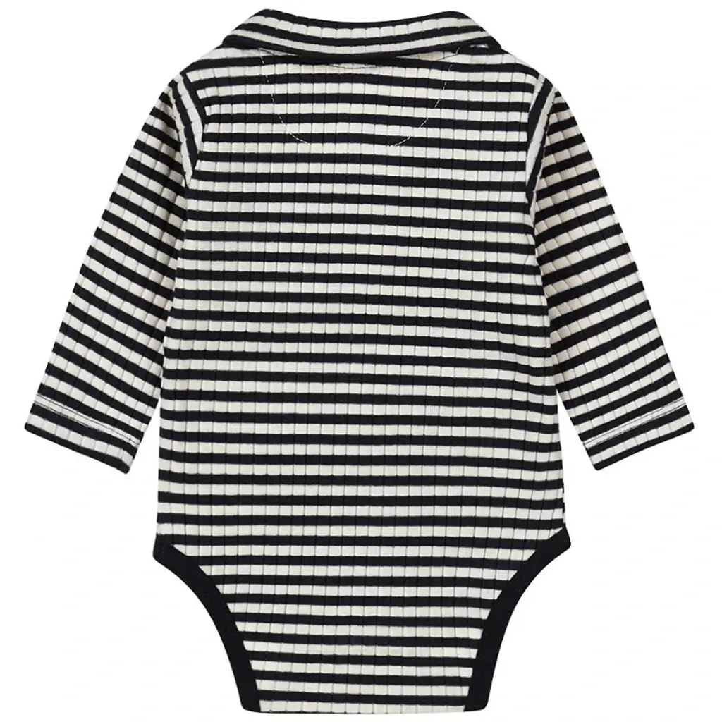 Polo rompertje rib streepje  (navy)
