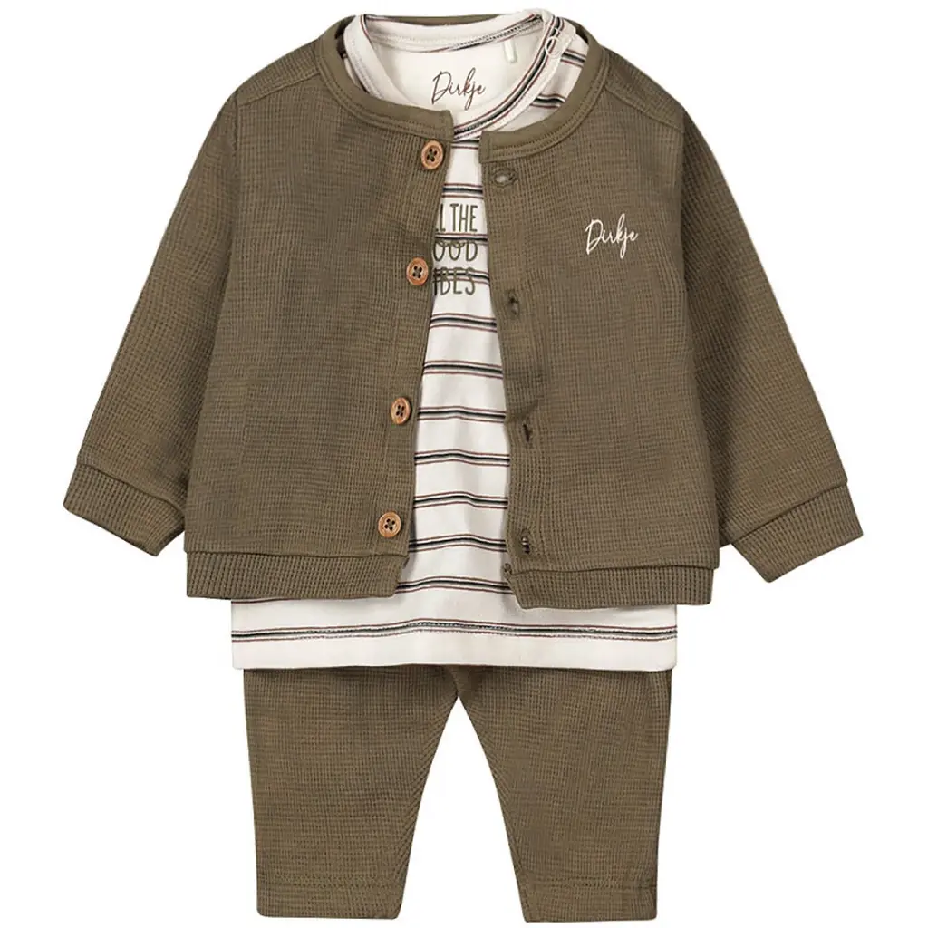 Driedelig baby setje wafel (faded green)