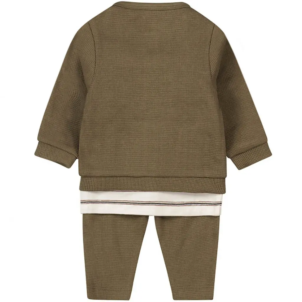 Driedelig baby setje wafel (faded green)