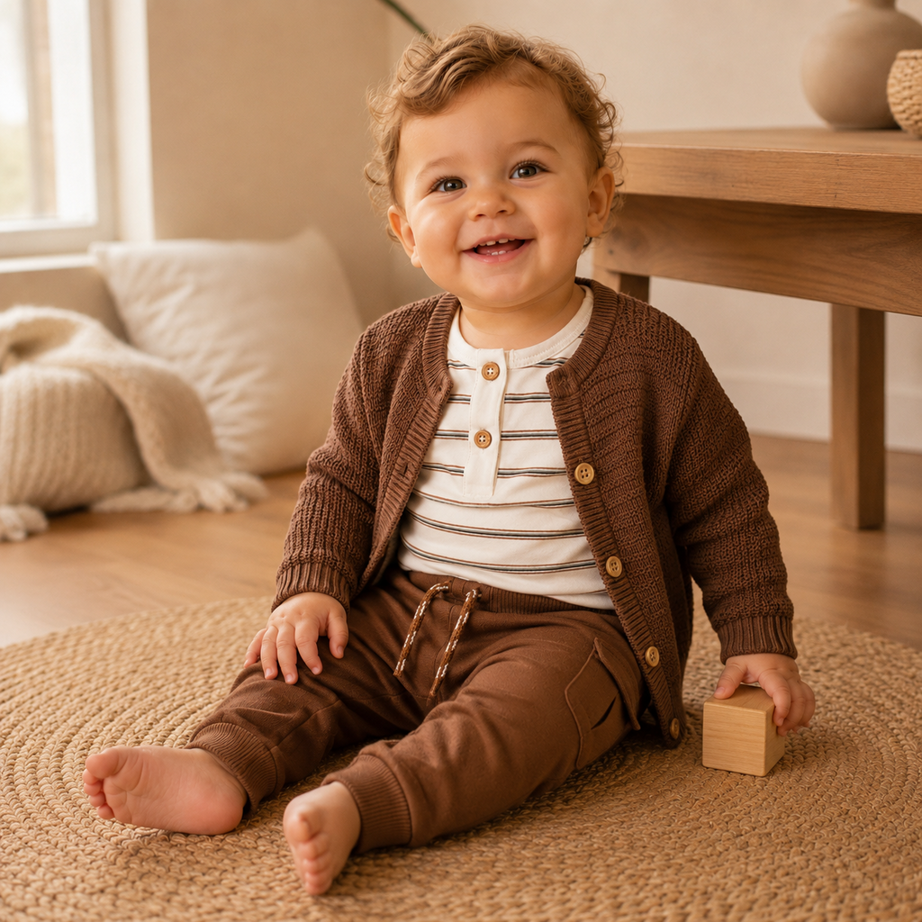 Gebreid baby vestje (brown)