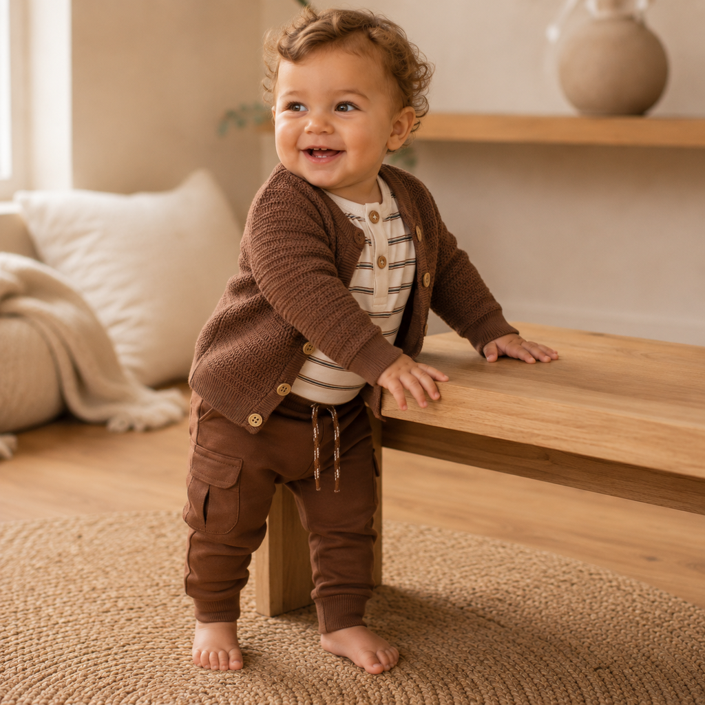 Gebreid baby vestje (brown)