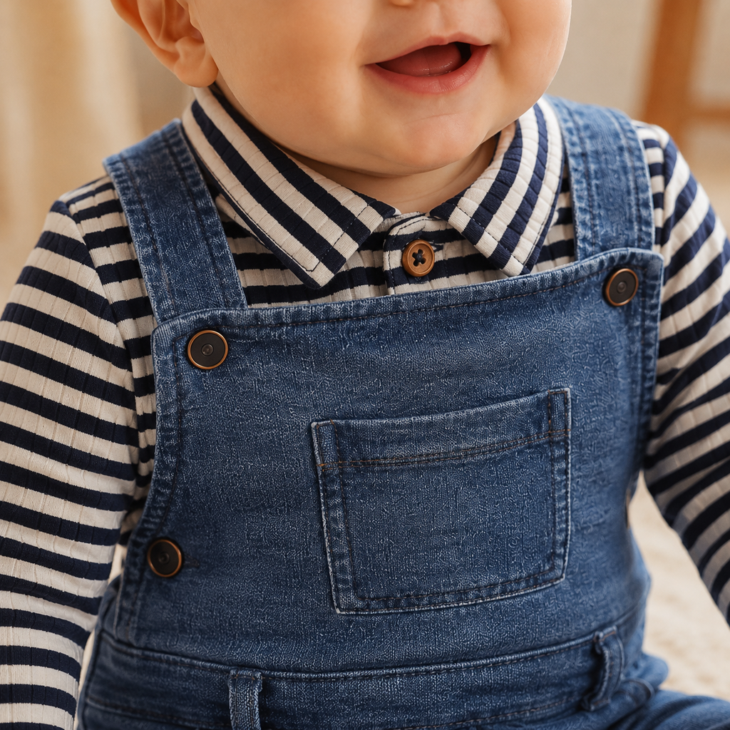 Polo rompertje rib streepje  (navy)