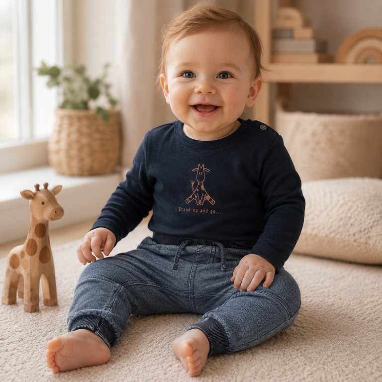 Longsleeve girafje (navy)