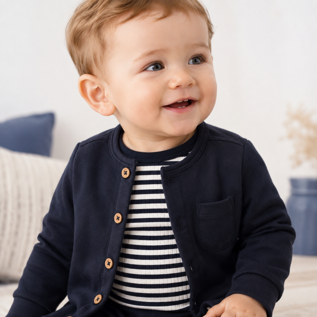 Driedelig baby setje streepje (navy)