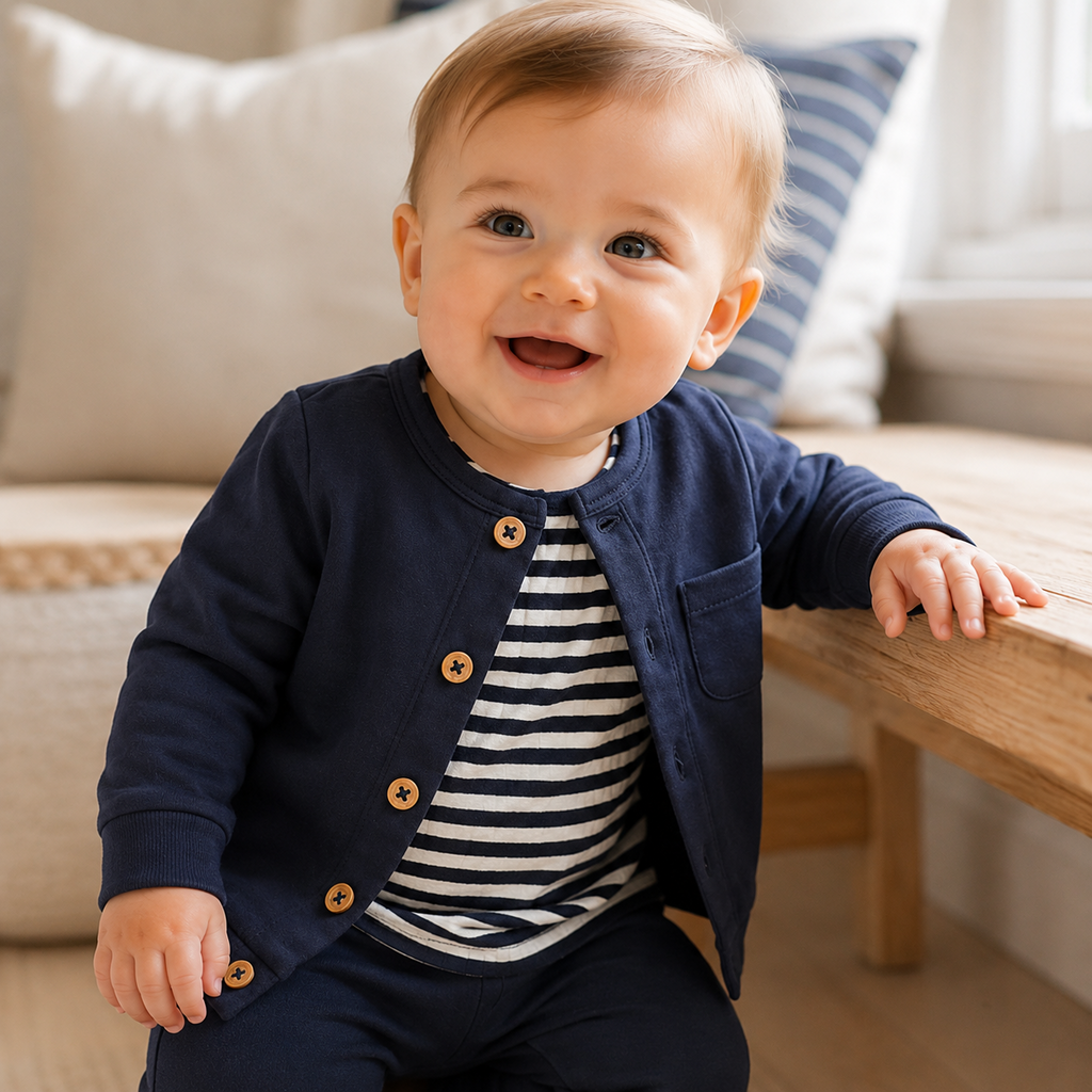 Driedelig baby setje streepje (navy)