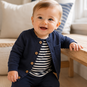 Dirkje Driedelig baby setje streepje (navy)