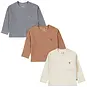 Dirkje Drie longsleeves rib (faded blue/brown/off-white)