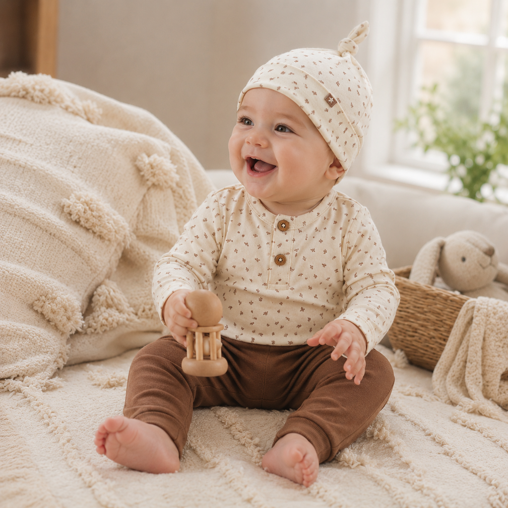 Driedelig baby setje blaadjes (brown)