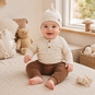Dirkje Driedelig baby setje blaadjes (brown)