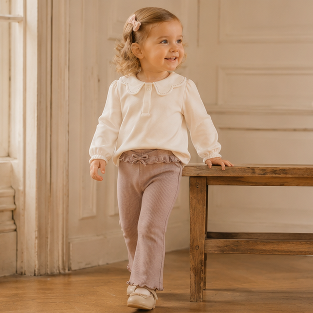 Longsleeve polo met sierkraag (nat-champa)