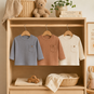 Dirkje Drie longsleeves rib (faded blue/brown/off-white)