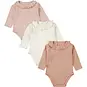 Dirkje Drie rompertjes kraagje (dusty pink/off-white)