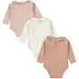 Dirkje Drie rompertjes kraagje (dusty pink/off-white)