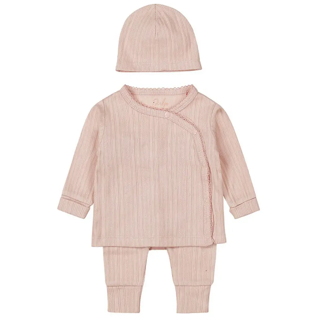 Tweedelig setje rib (light dusty pink)