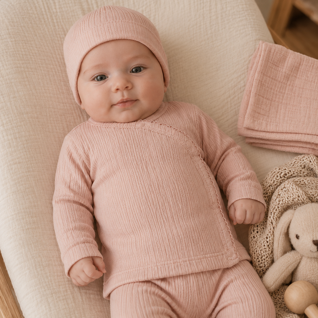Tweedelig setje rib (light dusty pink)