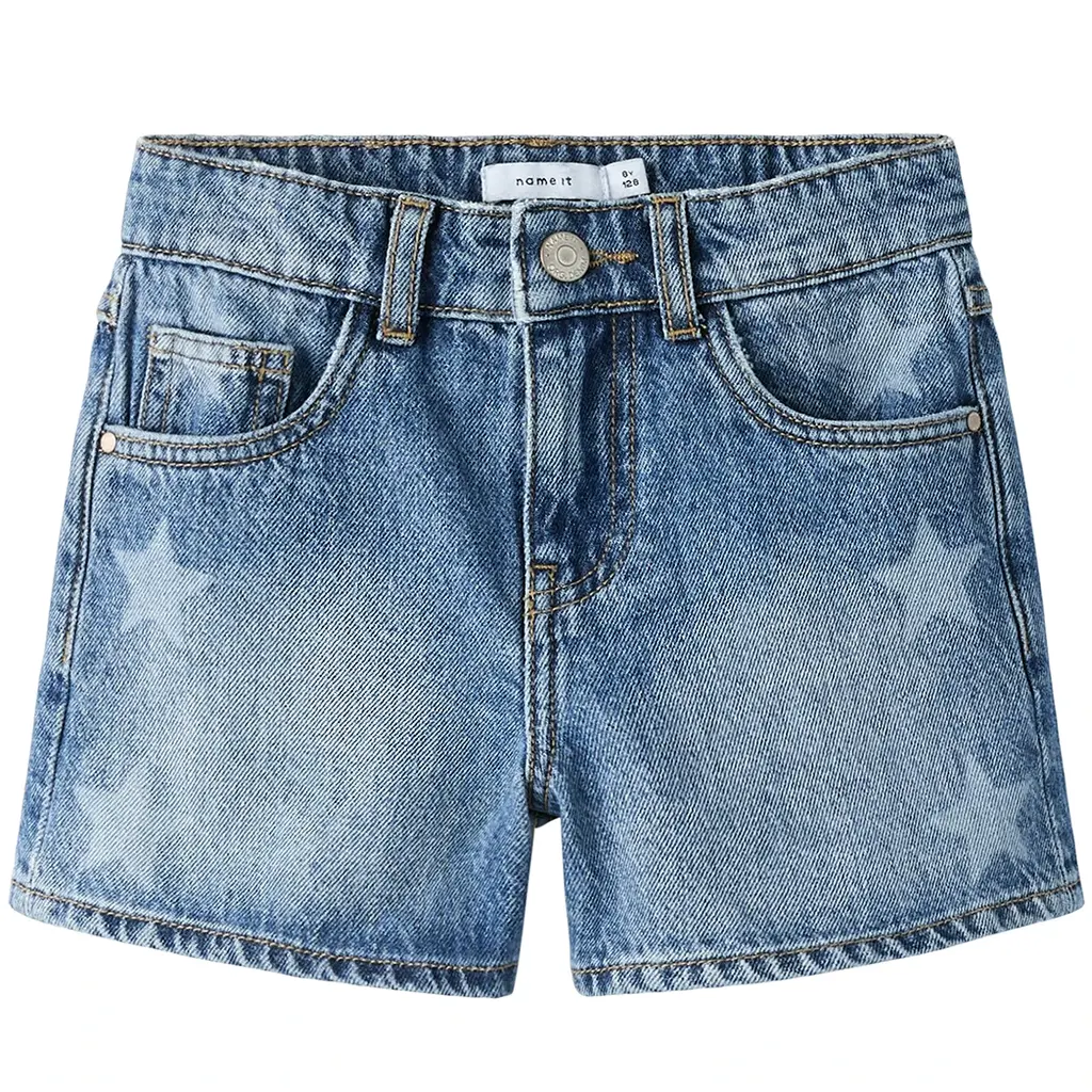 Korte spijkerbroek MOM FIT Rose (medium blue denim sterren)