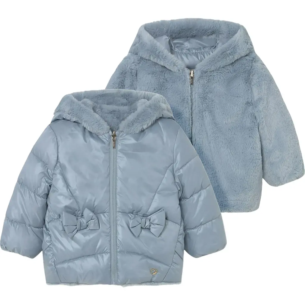 Winterjas REVERSIBLE nep bont (blue bell)