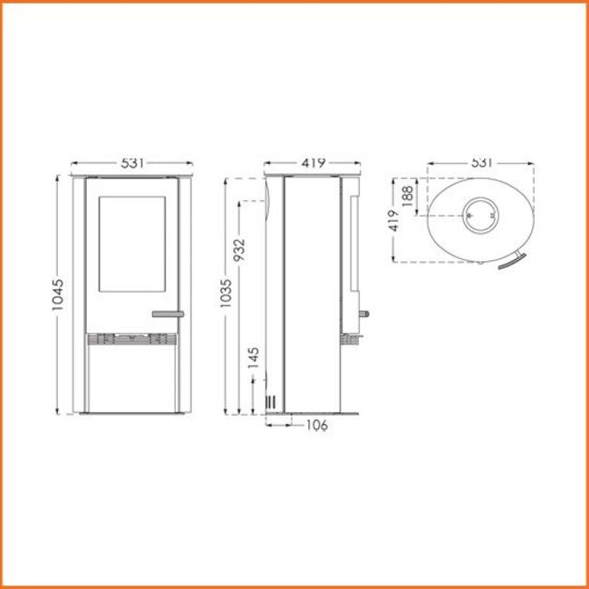 TermaTech Plaatstalen houtkachel  TermaTech TT20R  /3-7kW