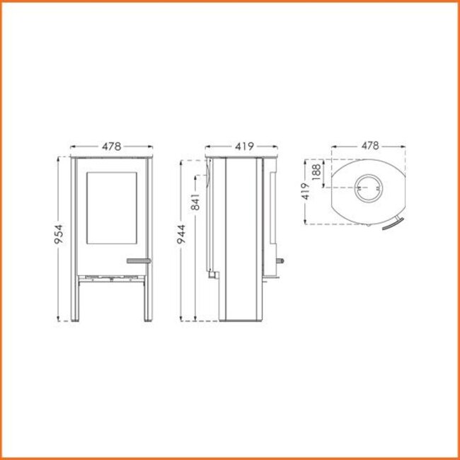 TermaTech Plaatstalen houtkachel  TermaTech TT20BAZIC  /3-7kW