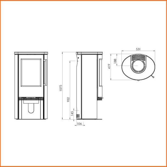 TermaTech Plaatstalen houtkachel Termatech TT21RS  /3-7 kW