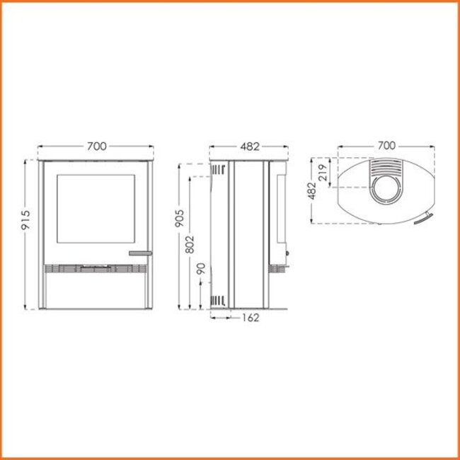 TermaTech Plaatstalen houtkachel  TermaTech TT22  /5-10kW
