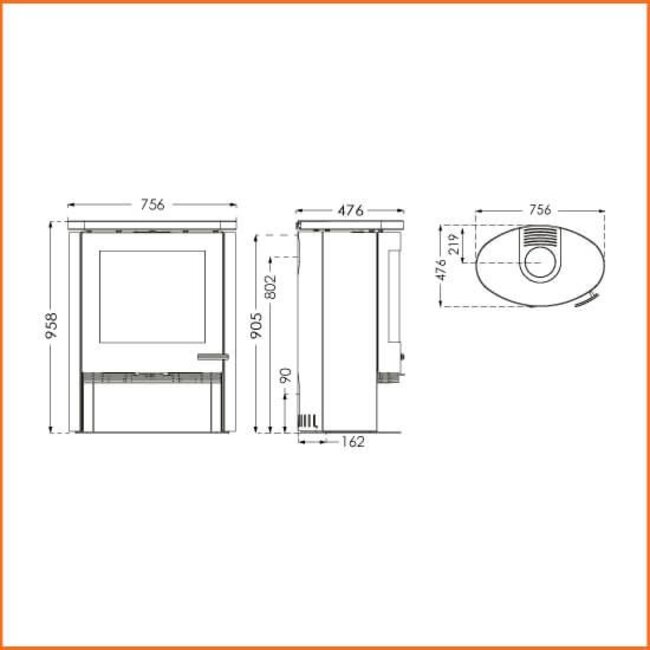 TermaTech Plaatstalen houtkachel  TermaTech TT22R  /5-10kW