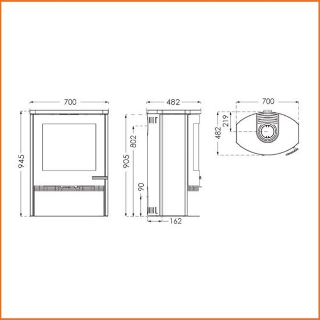 TermaTech Plaatstalen/speksteen houtkachel  TermaTech TT22S  /5-10kW