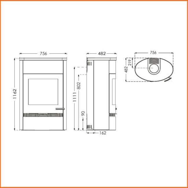 TermaTech Plaatstalen/speksteen houtkachel  TermaTech TT22HST  /5-10kW
