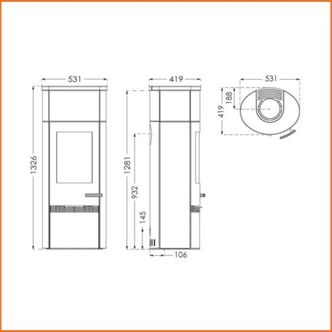 TermaTech Plaatstalen houtkachel  TermaTech TT20RS HEAT-STORAGE /3-7kW