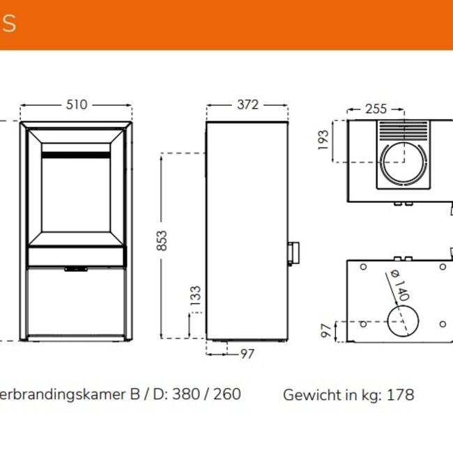 TermaTech Plaatstalen houtkachel  TermaTech TT60S  /4-8 kW