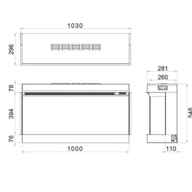 Trimline Fires Elektrische Inbouwhaard Trimline 100E Solus Front