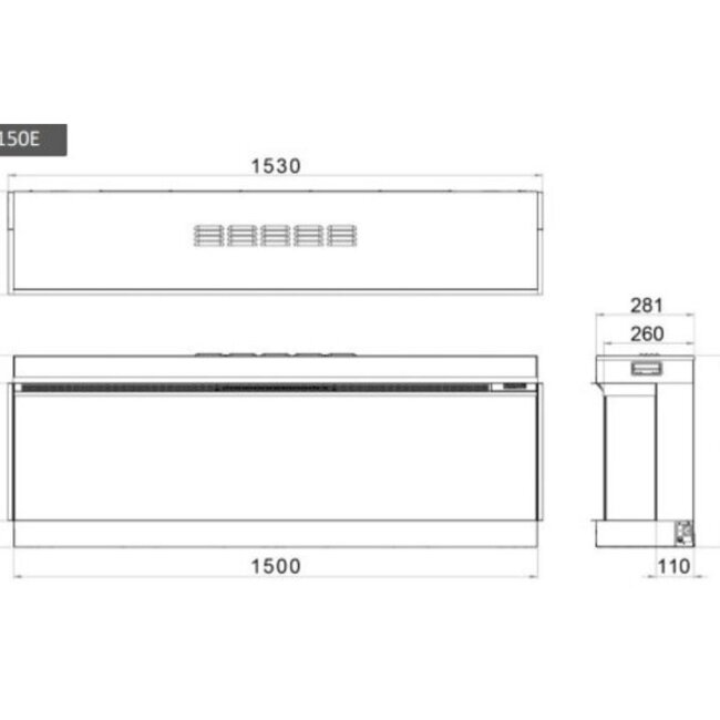 Trimline Fires Elektrische Inbouwhaard Trimline 150E Solus Front