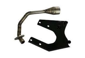 Voorbocht + Ophangbeugel Akrapovic Glans Zwart | Vespa Primavera / Sprint / Zip E4 E5