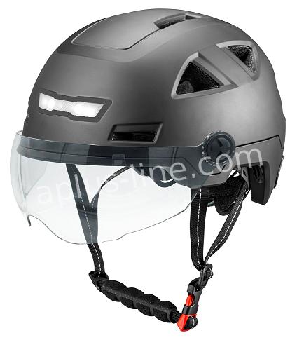 Snorscooter Helm E-Light matzwart met vizier (goedgekeurd) XXL