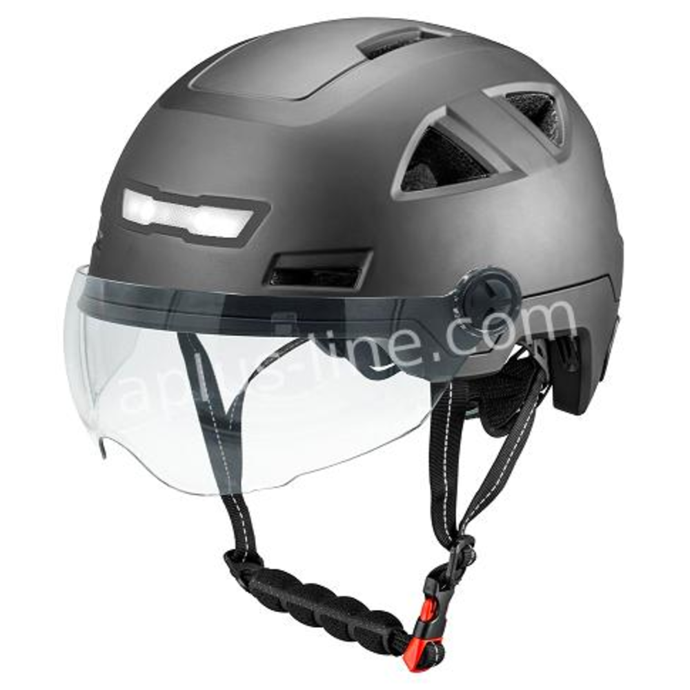 Snorscooter Helm E-Light matzwart met vizier (goedgekeurd) XXL
