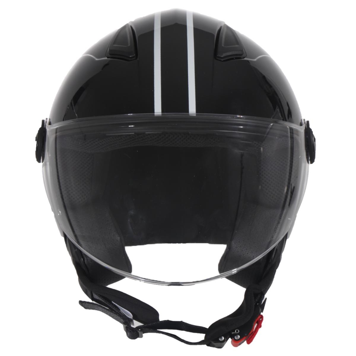 Kinderhelm Jet Vito Glanzend Zwart met Striping