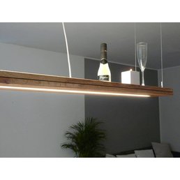 Hanging lamp wood, oiled oak with upper and lower light ~ 196 cm