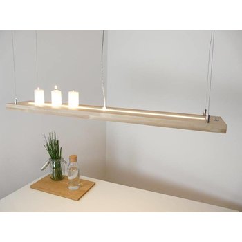 Hanging lamp made of beech wood with upper and lower light ~ 196 cm