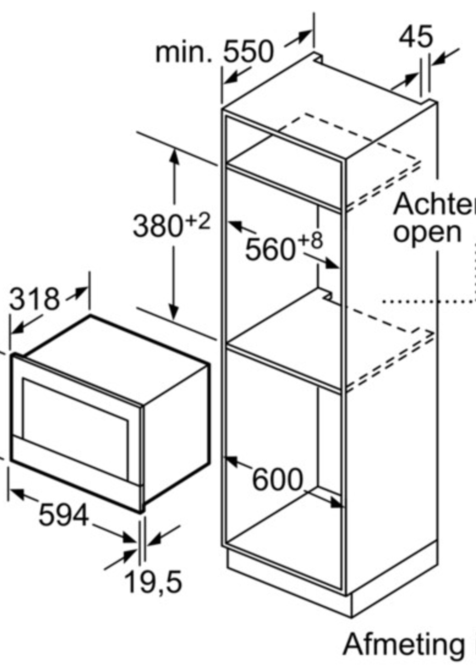 Siemens BF634LGS1 inbouw-magnetron nis 38cm