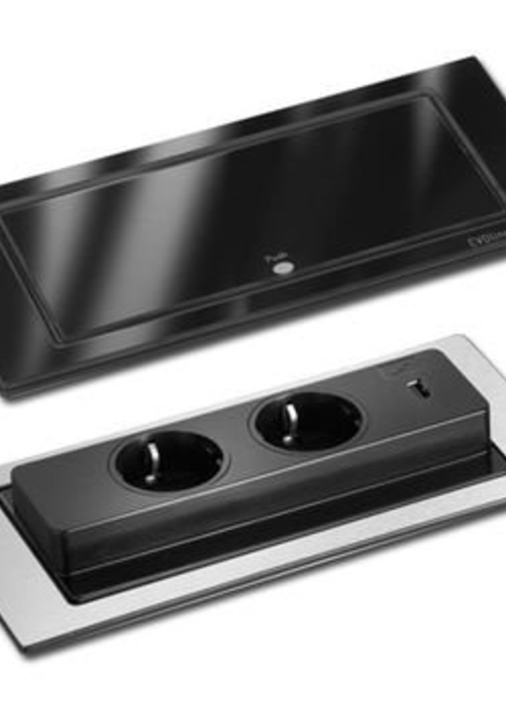 EVOline BackFlip contactdoos zwart/glas