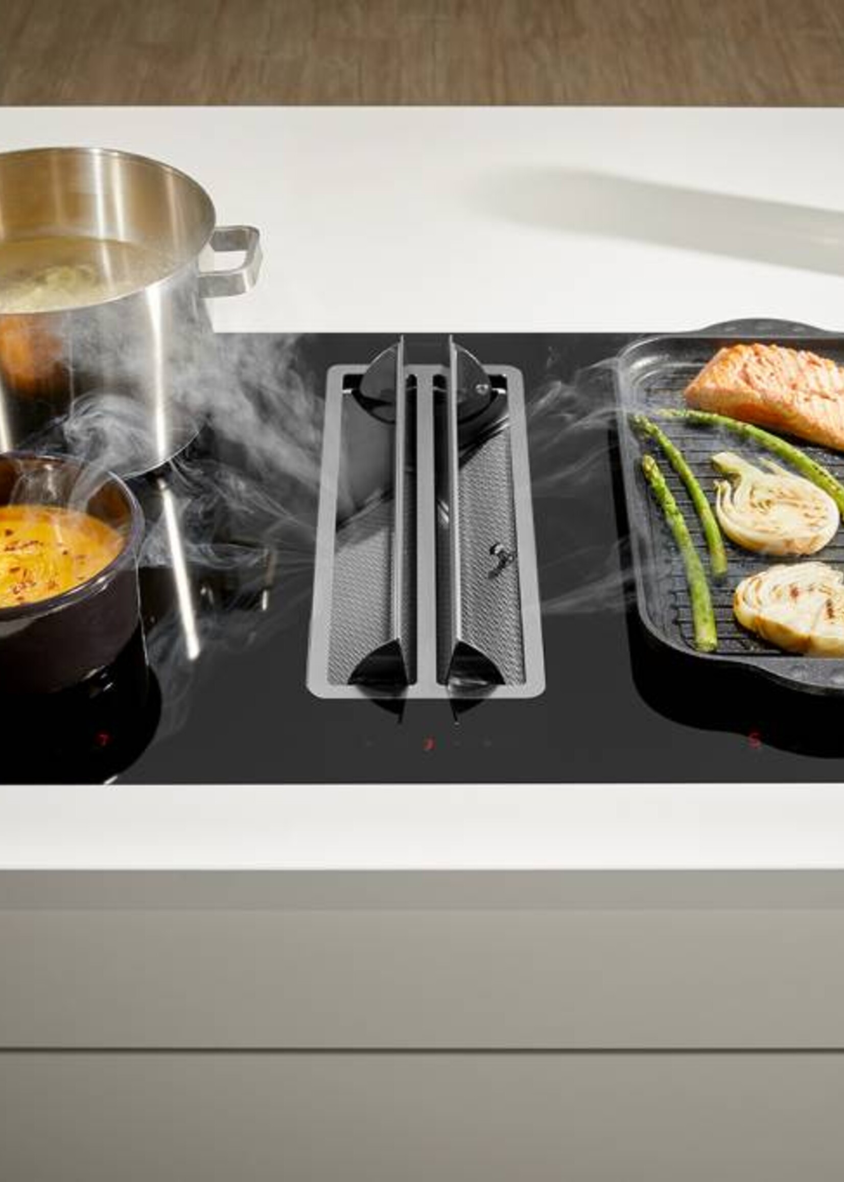 Pelgrim IKR2083RVS Inductie kookplaat met afzuiging - 86 cm