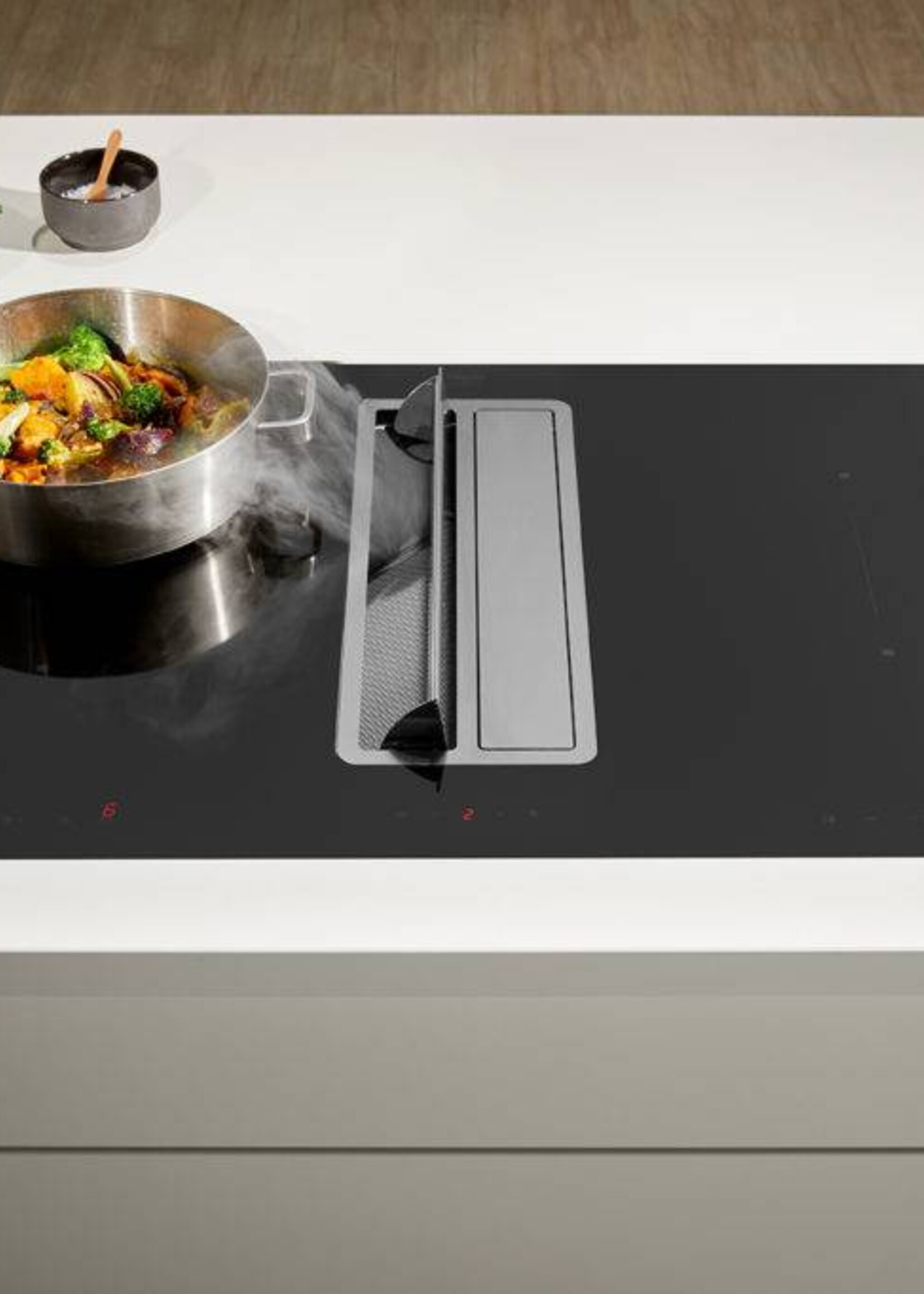 Pelgrim IKR2083RVS Inductie kookplaat met afzuiging - 86 cm