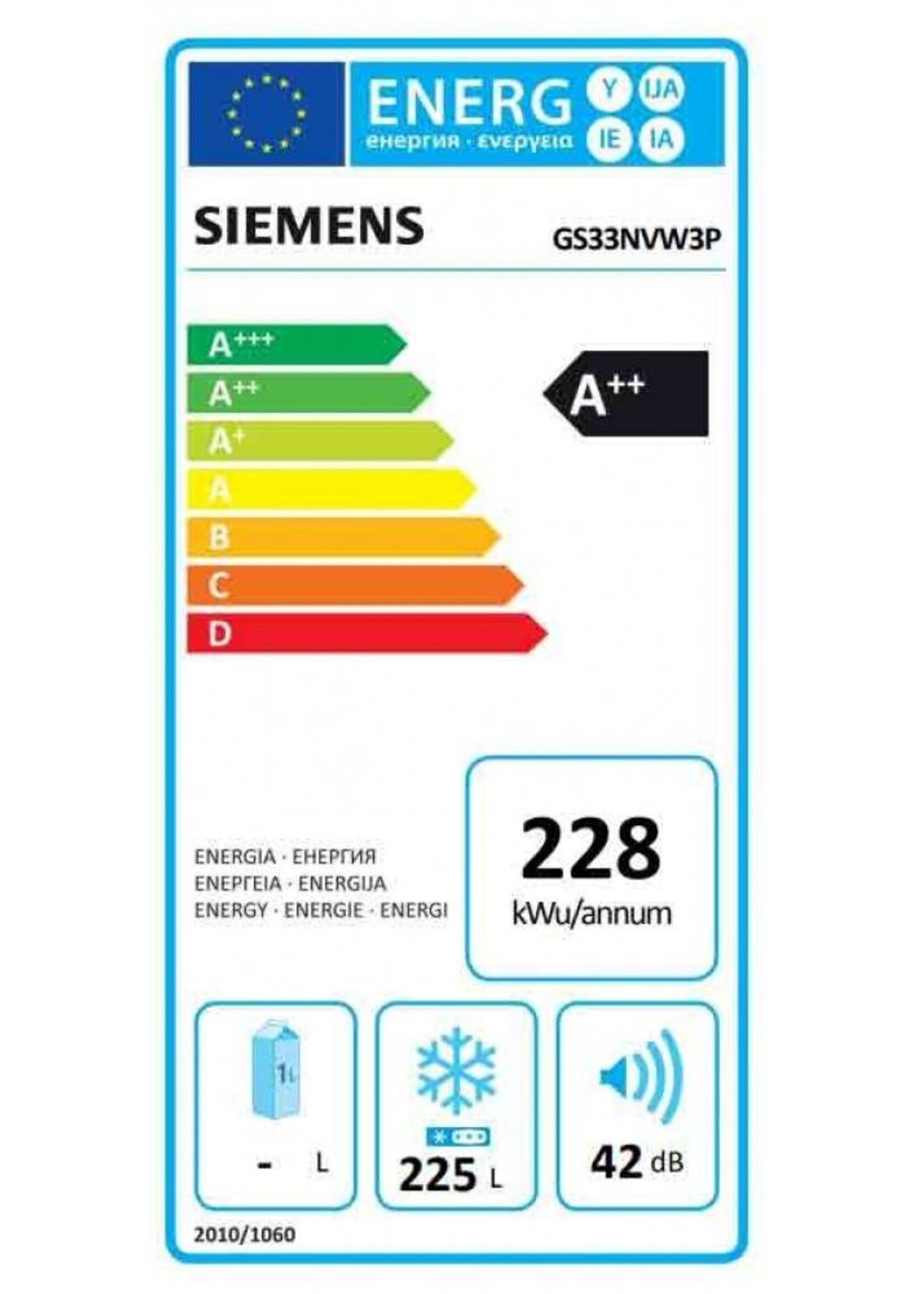 Siemens GS33NVW3P vrijstaande vrieskast