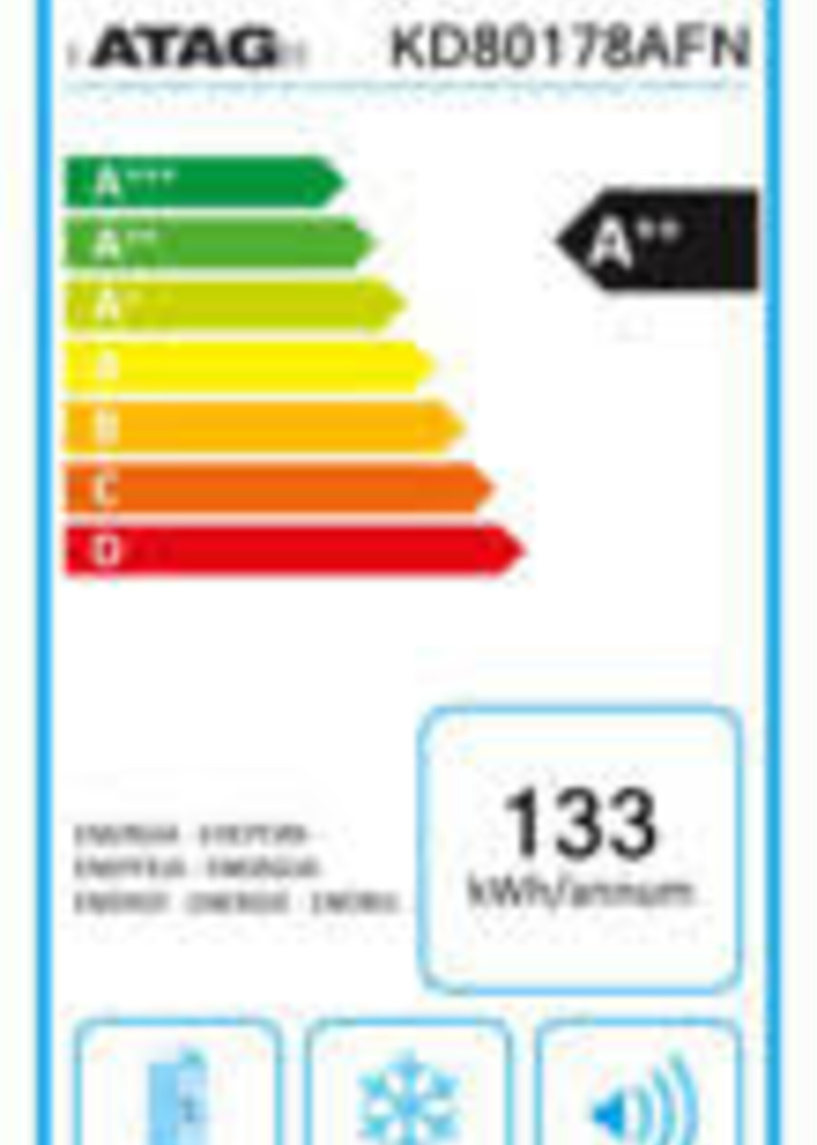 Atag KD80178AFN  inbouw koelkast  178 cm