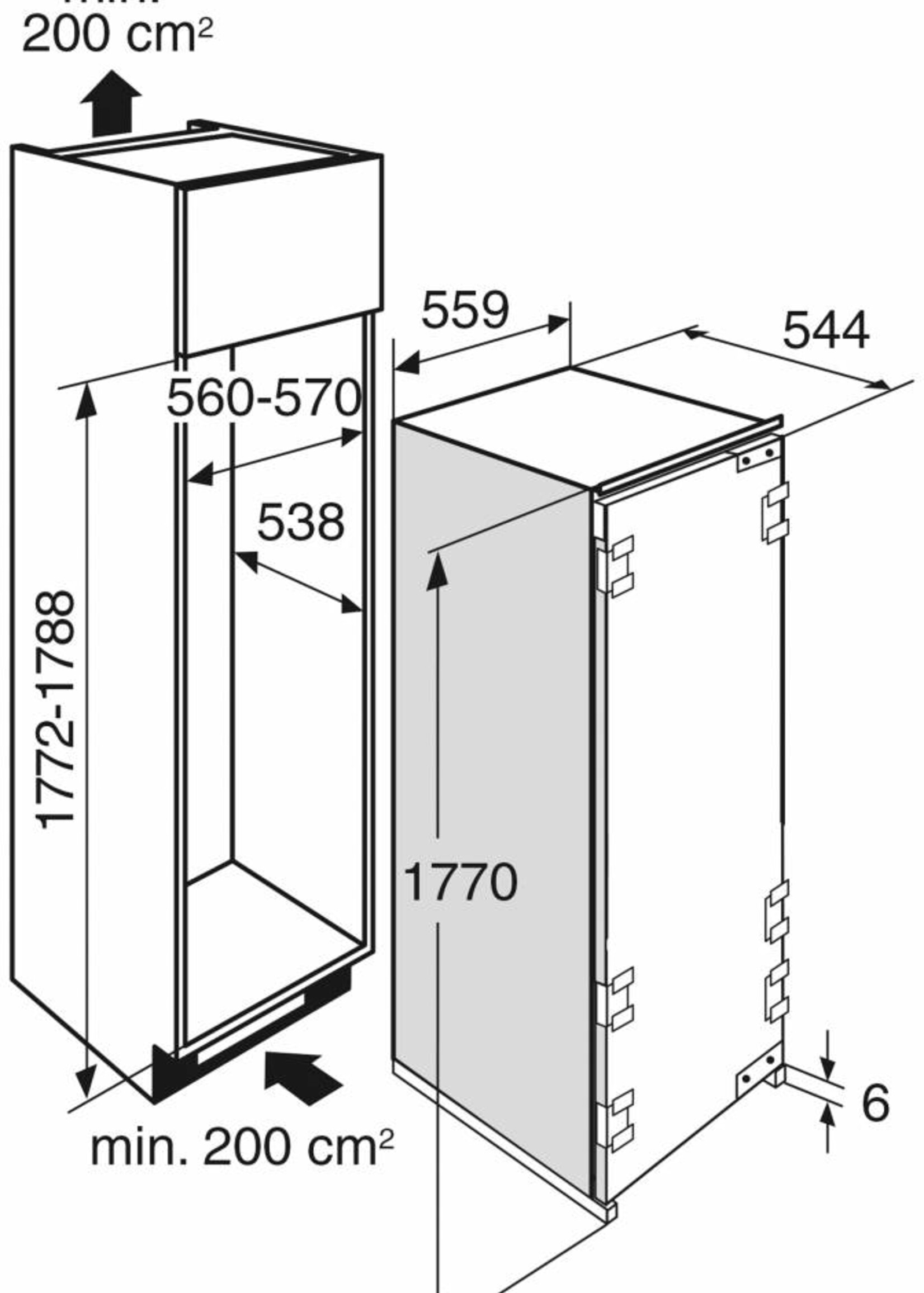 Atag KD80178AFN  inbouw koelkast  178 cm