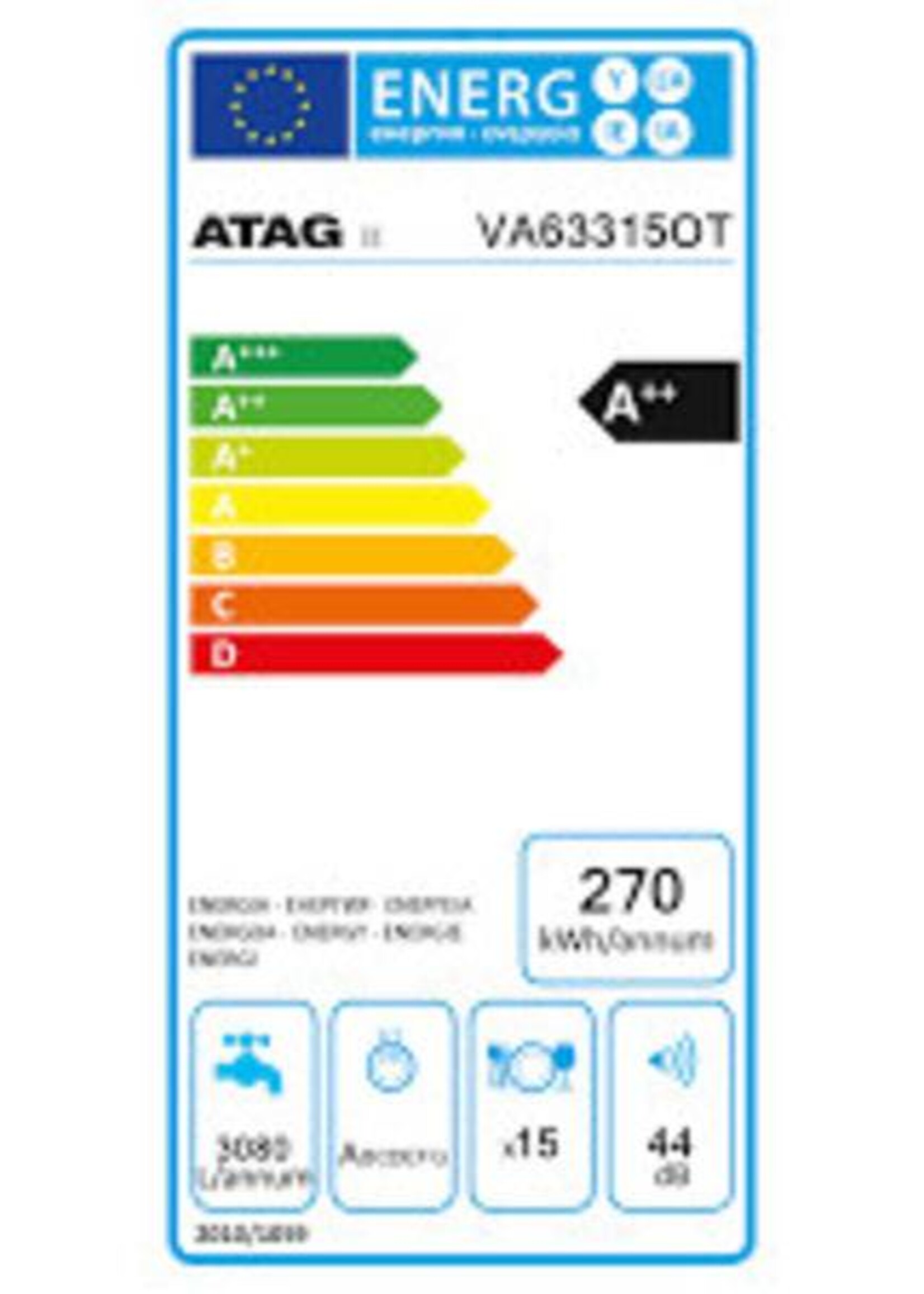 Atag VA63315OT inbouw vaatwasser