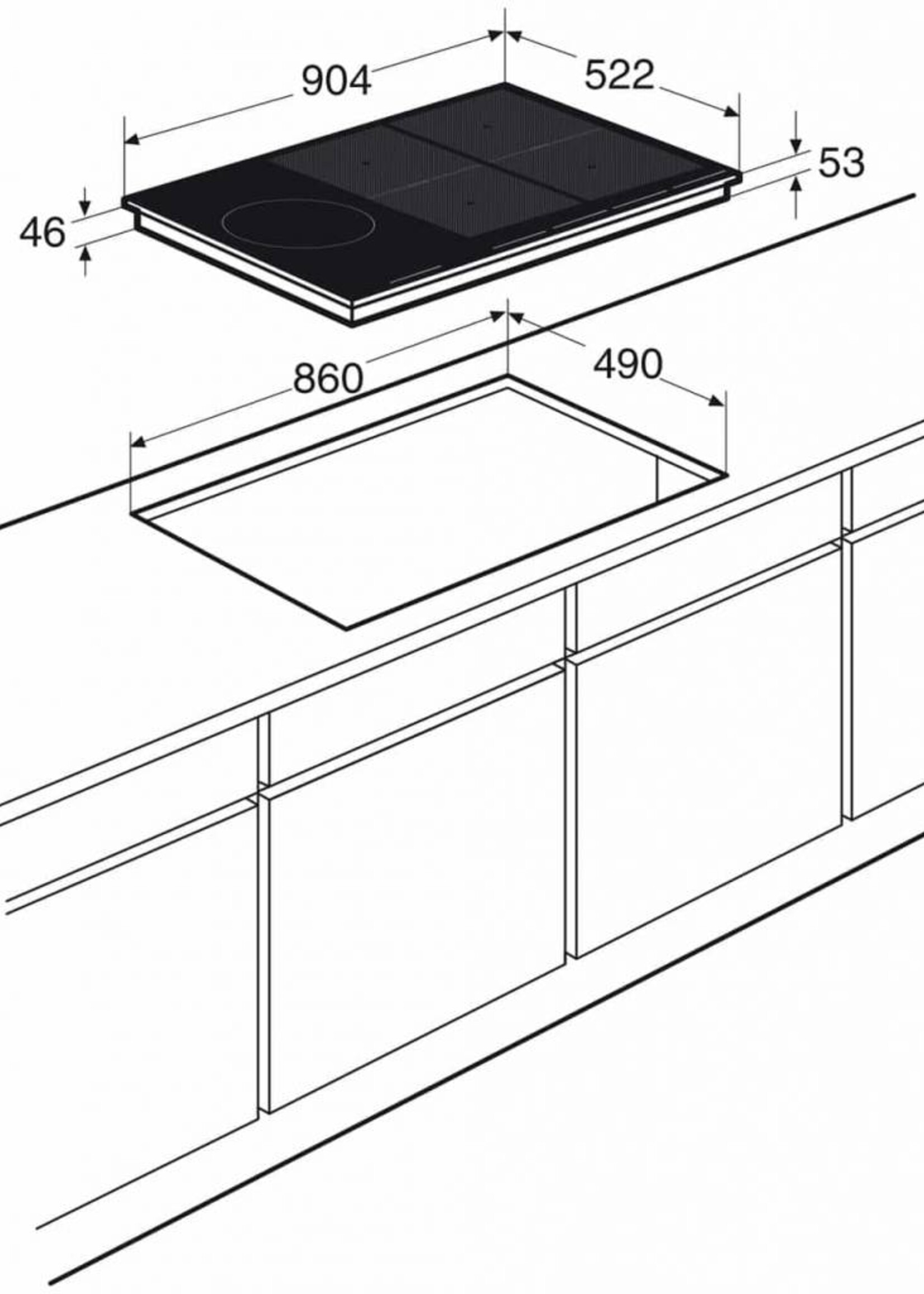 Pelgrim IDK893ONY Inductie kookplaat - 90 cm