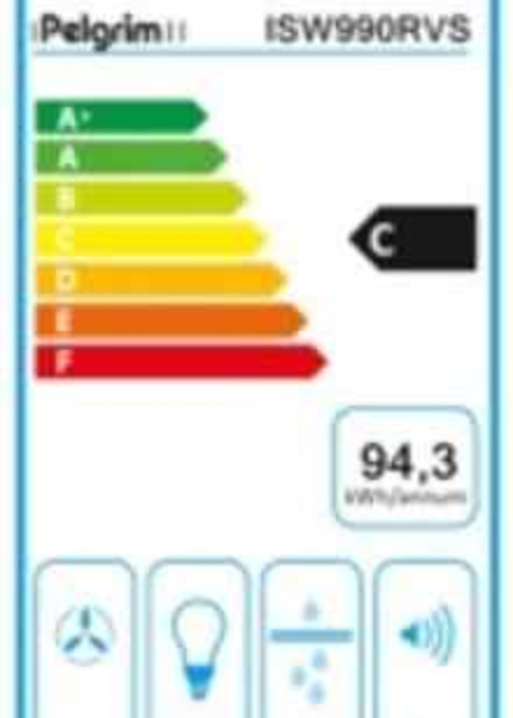 Pelgrim  ISW990RVS inbouwunit afzuigkap