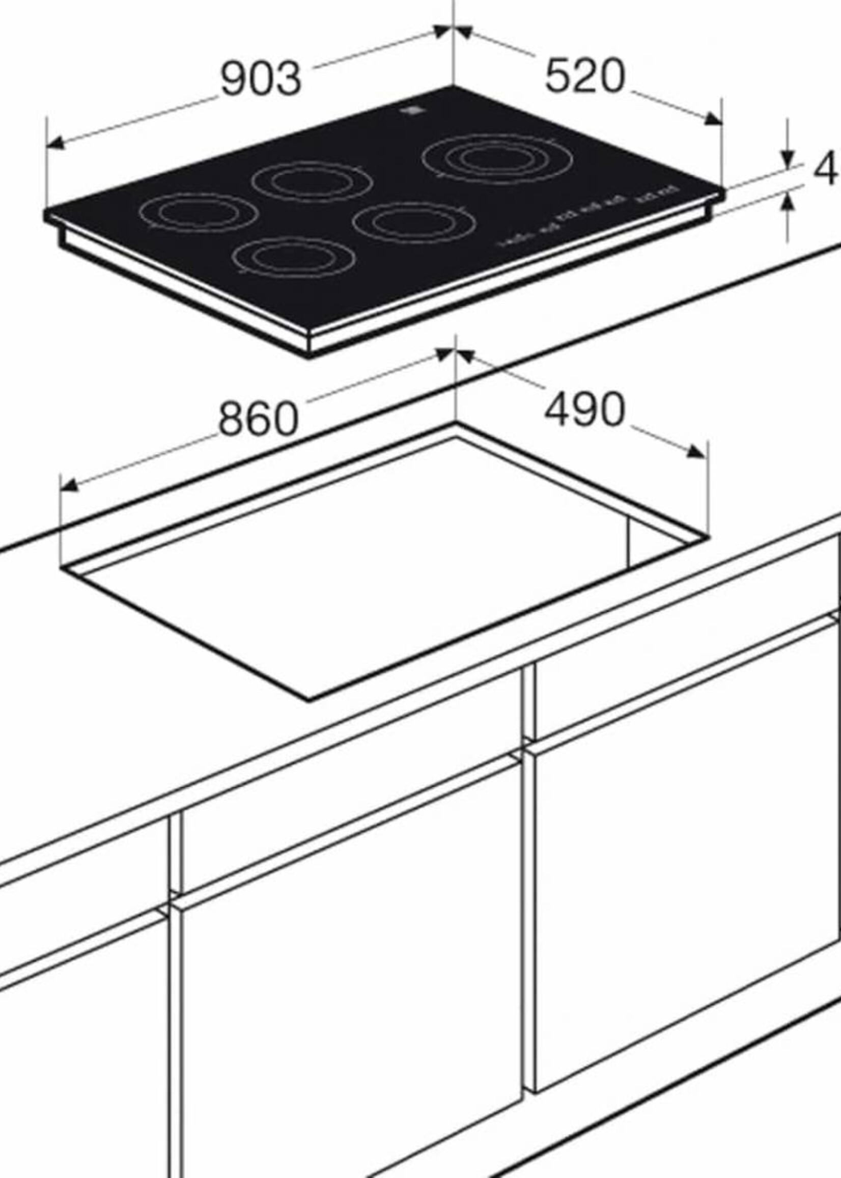 Pelgrim IDK795ONY Inductie kookplaat - 86 cm WINKEL MODEL